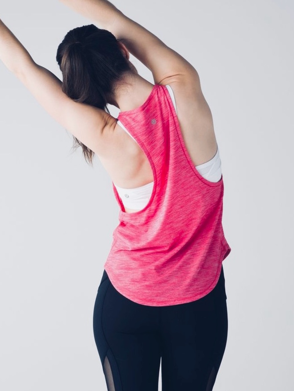 LULULEMON Coral Red Striped Sweat Date Racerback Tank Top